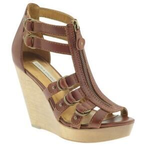 Cynthia Vincent Pacey Leather Gladiator Wedge